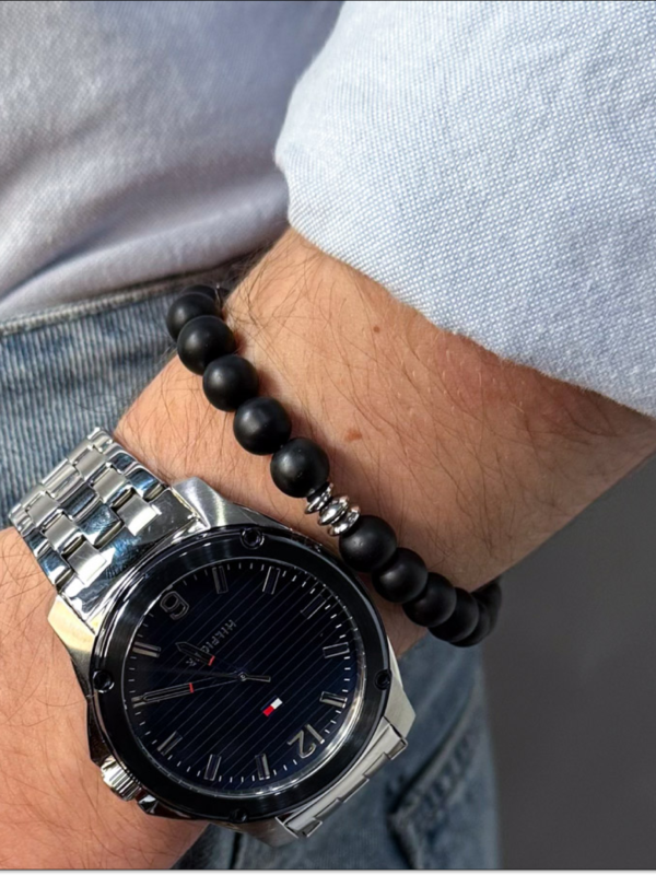 Pulsera Drift / Onix y Detalle en Acero quirurgico